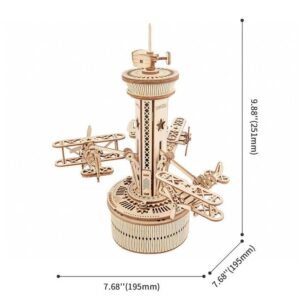 ROKR AIRPLANE CONTROL TOWER MECHANICAL MUSIC BOX AMK41